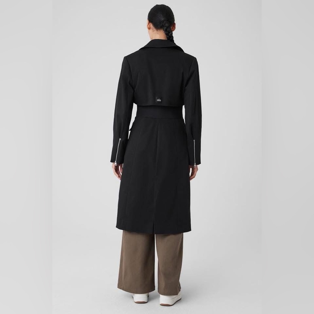 ALO Yoga Women's Black Formation Trench Coat - Picture 4 of 5